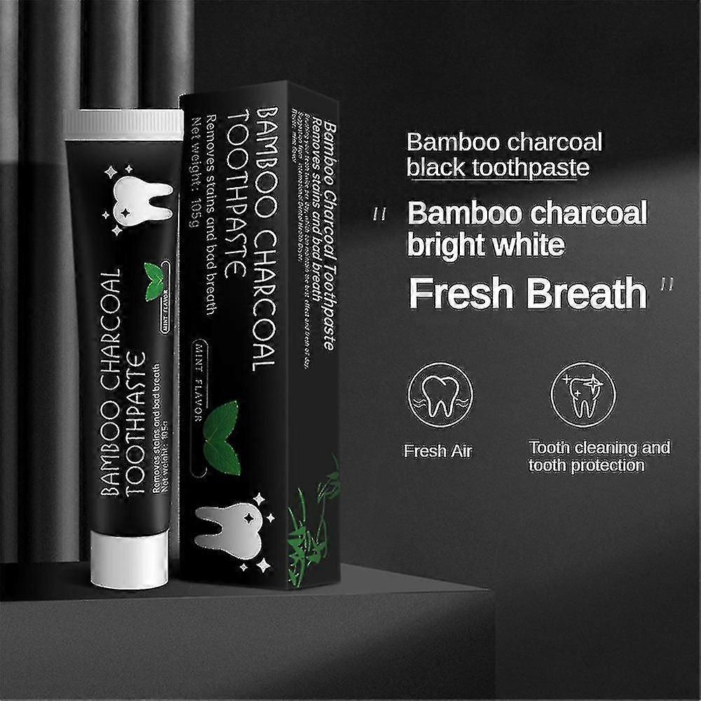 1-3pcs Bamboo Activated Charcoal Toothpaste Teeth Whitening Fluoride Free 105g
