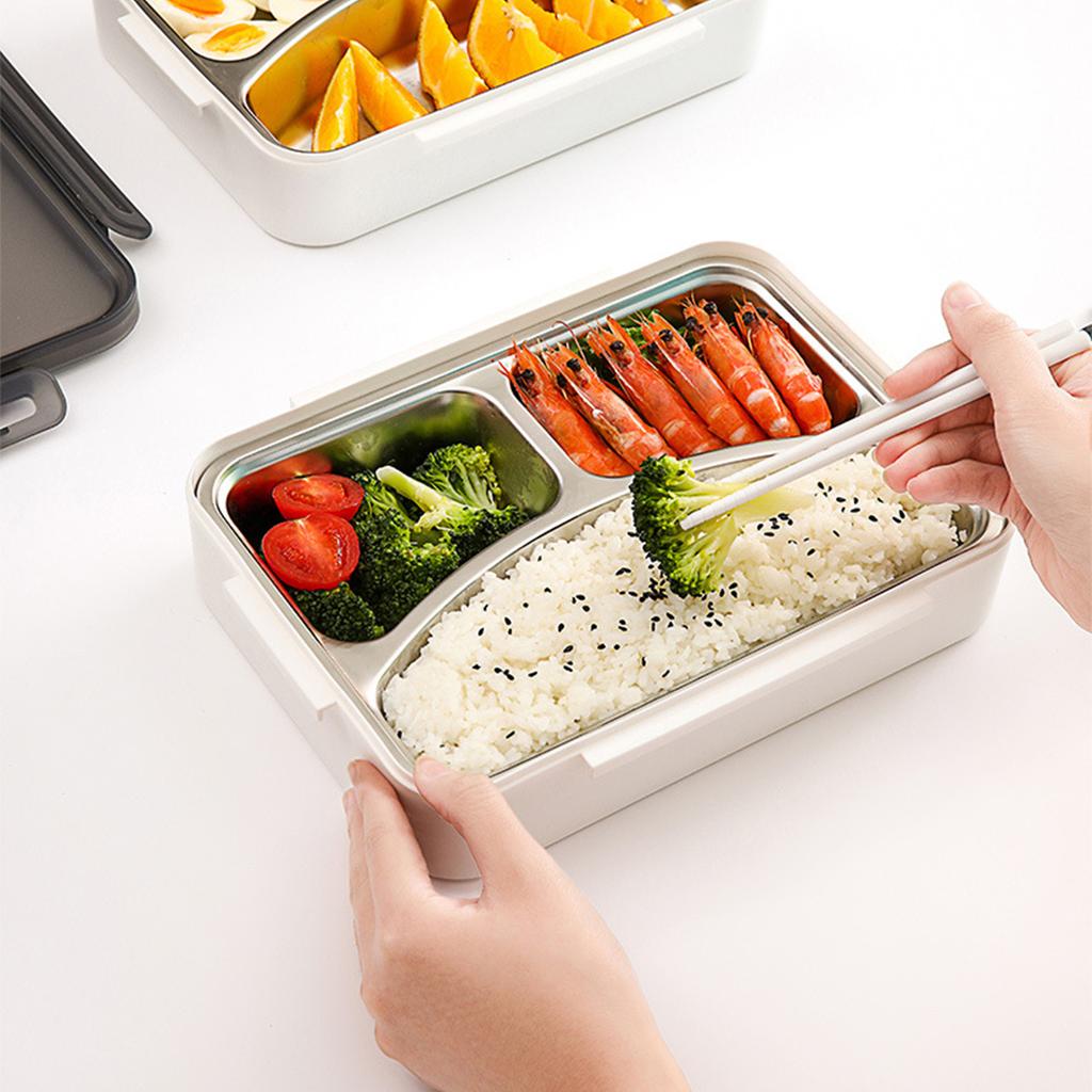Stainless Steel Lunch Bento Box for School Kids Office Worker 3 Compartment Microwae Heating Lunch Container Food Storage Box