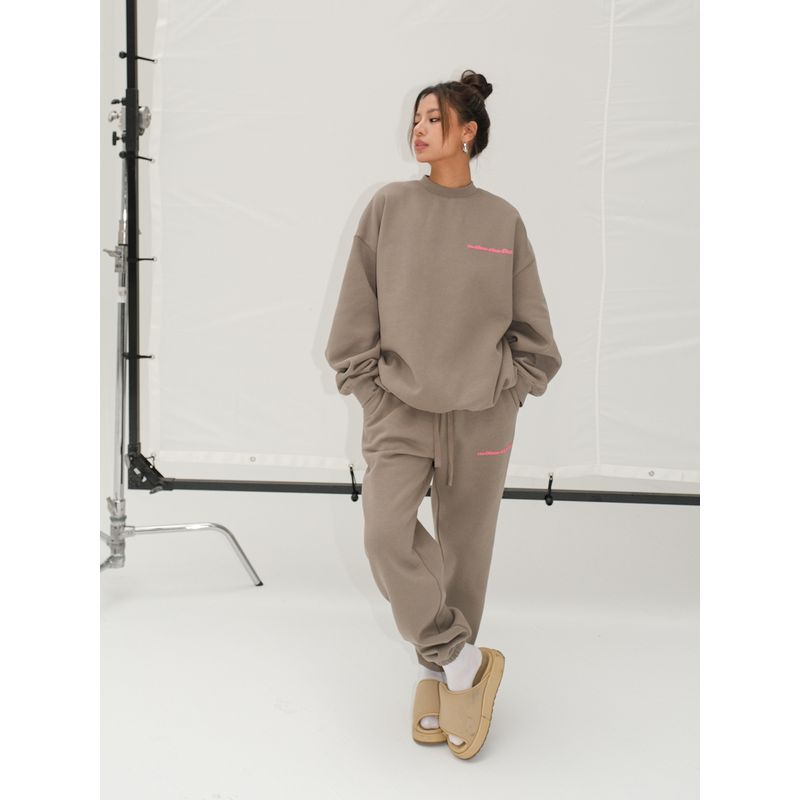 Khaki Green With Fleece Lining Gender-Free Sweatpants Sweatshirt