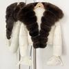 OFTBUY New Winter Top Clothes Women Short Hooded Big Real Fox Fur Down Coat Female Natural Fur Fluffy Puffer Jacket with Gloves