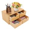 Bamboo Desk Organizer Desktop Drawer Tabletop Storage Box for Office Home Toiletries Supplies No Assembly Required (4 Drawer)
