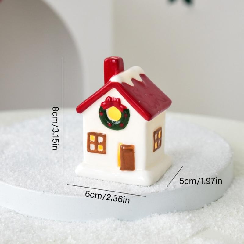 Ceramic Christmas cottages Houses With Battery Power Supply Safe Indoor and Outdoor Decoration For Seasonal Enthusiasts