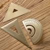Vintage Brass Triangular Ruler Geometry Scale Ruler Math Semicircle Protractor Stationery Precision Measuring Tool