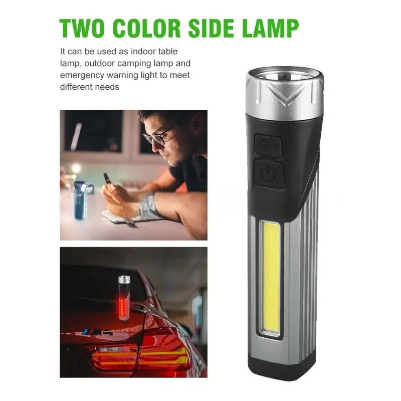 Wiederaufladbare Superhelle LED-Taschenlampe Eingebaute Batterie Magnetisch 90° Drehbarer Kopf Faltbar für Autoreparatur Camping Arbeitslicht