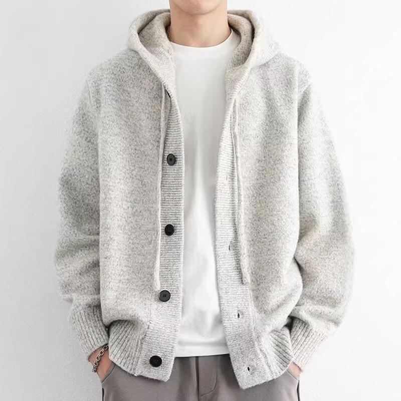 Unisex Hooded Knit Cardigan: Soft, Loose, Korean Style for Autumn/Winter, High-End Feel