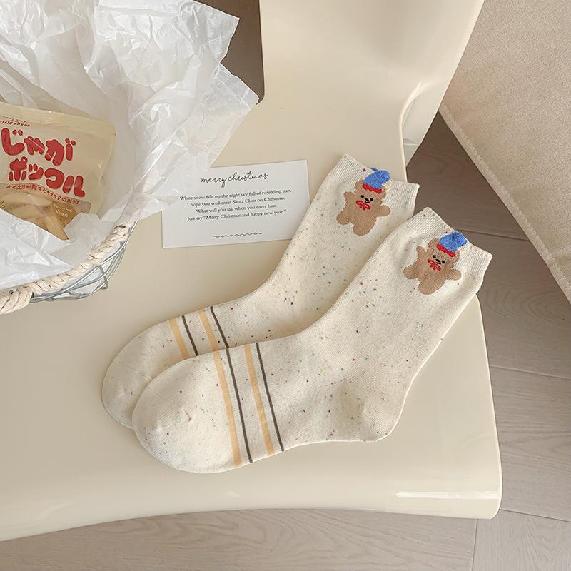 Spring And Autumn Cute Socks, Mid-Tube Socks, Trendy Pure Cotton Yarn, Boneless Cartoon Children'S Korean Socks