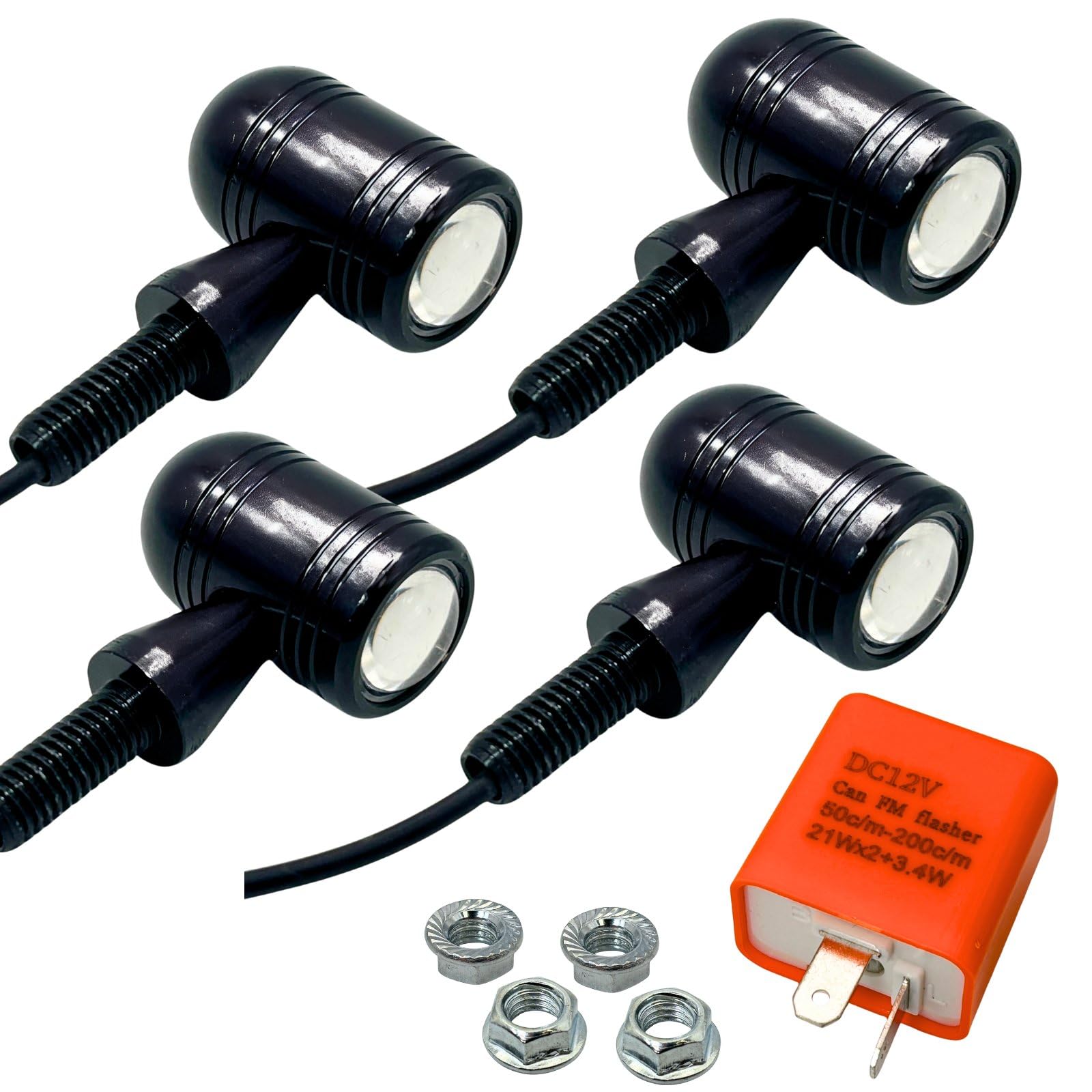 

MARUHADO Motorcycle Turn Signals Bullet Bullet LED Set of 4 with Turn Signal Relay чёрный