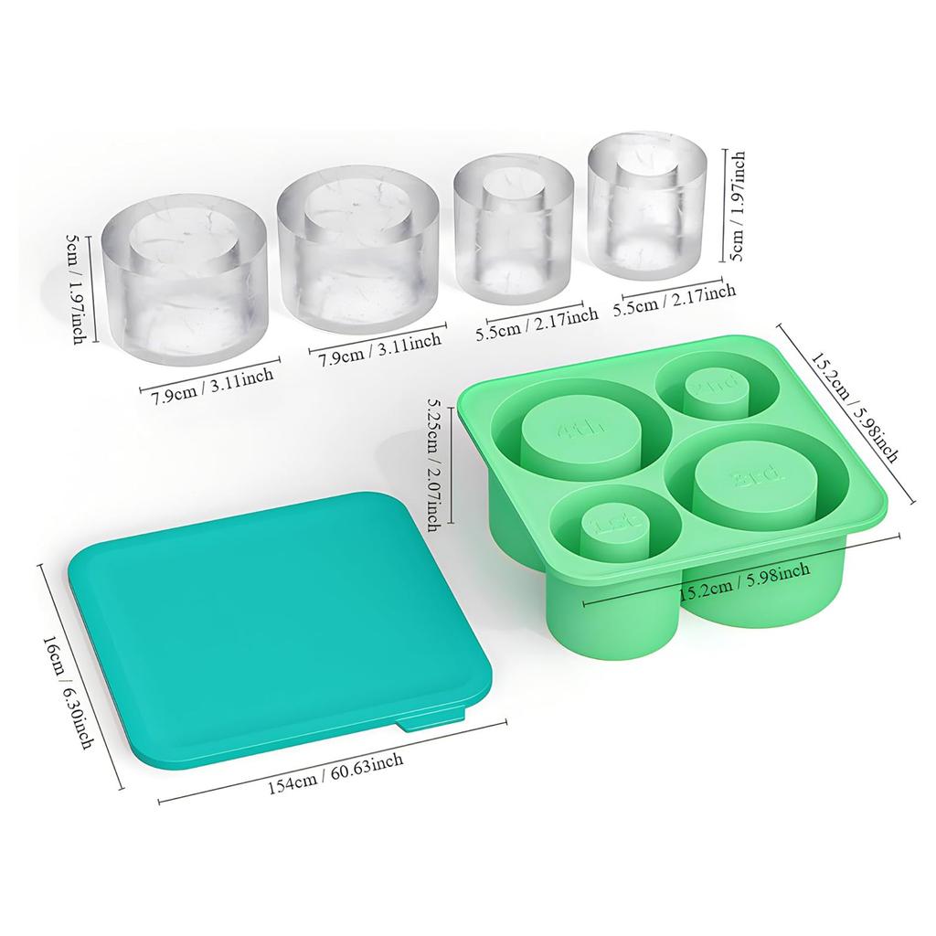 Ice Cube Tray for 30-40oz Stanley Cup, Silicone Cylinder Ice with Lid, Easy Fill and Release for Ice Drinks, Juice, Whiskey, Cocktail, Coffee, Gifts