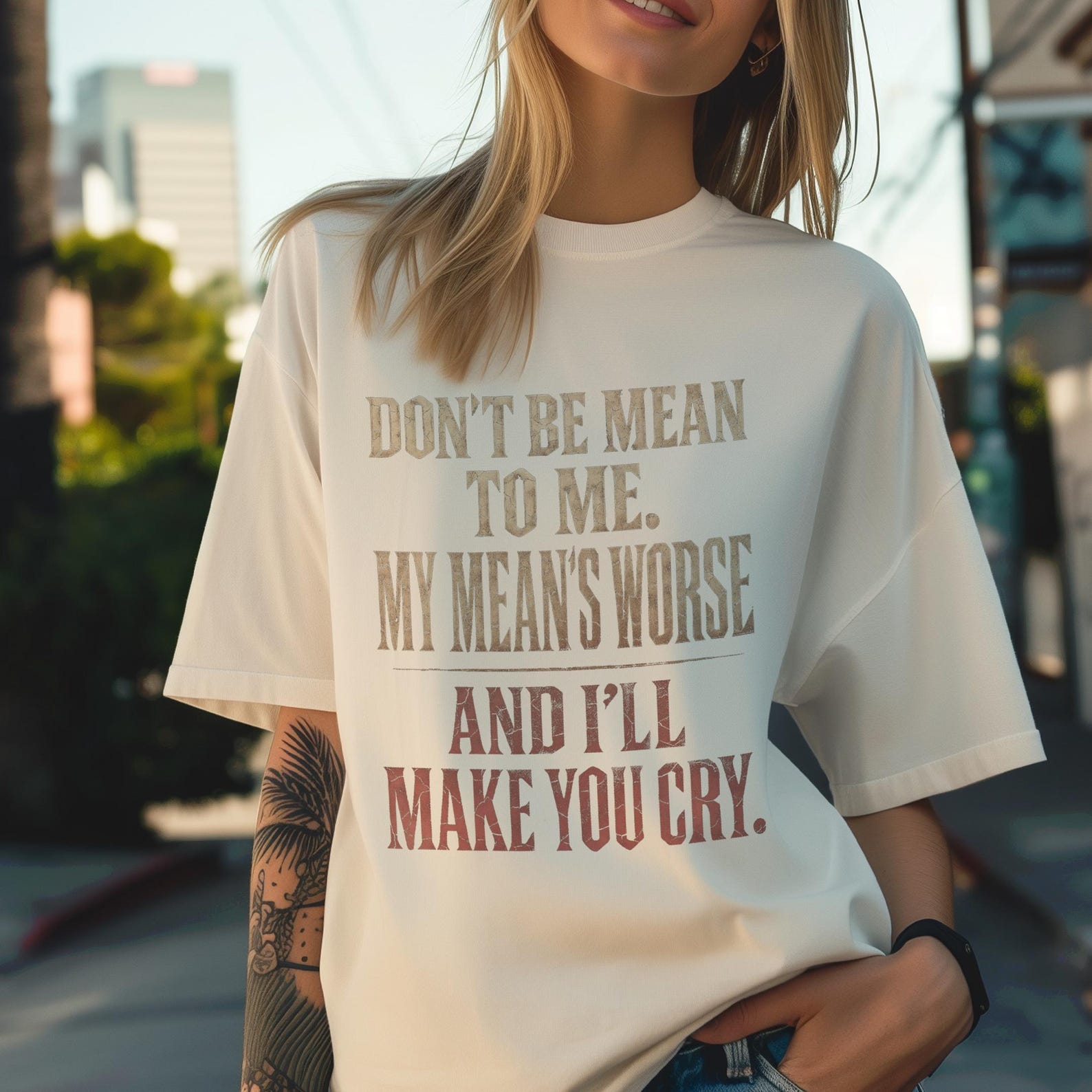 Women’s Cotton Sarcastic Tee – “Don’t Be Mean to Me” Sassy Quote Top S