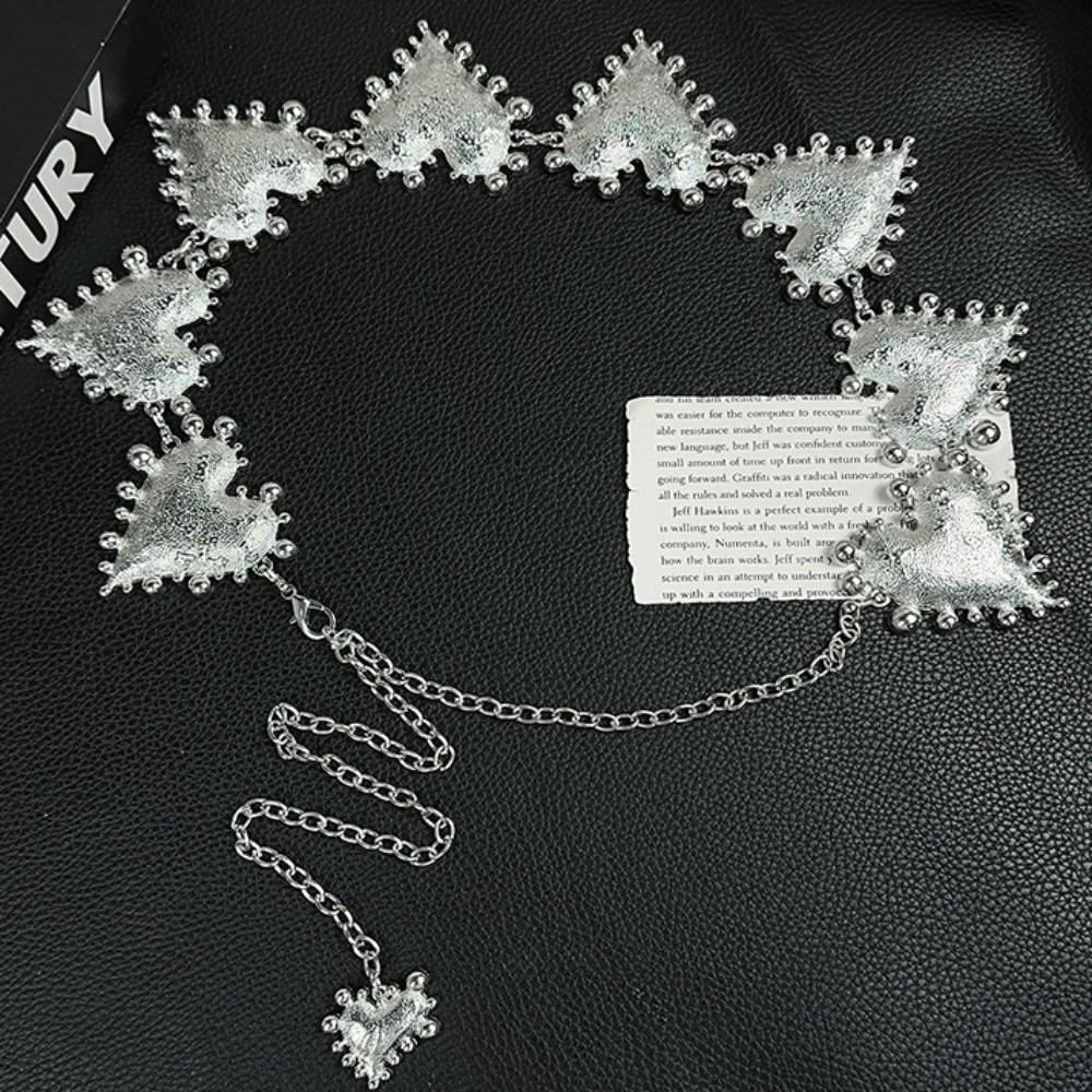 Punk Zinc Zinc Alloy Waist Chain Jeans Decor Adjustable Belt Elegant Heart Chain Waistband  Waist Accessories