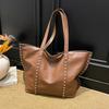 Borsa Tote in Ecopelle Borchiata Borsa a Spalla Oversize da Donna con Design Elegante Grande Capacità Borsa con Borchie
