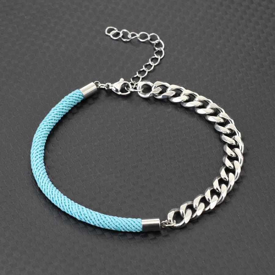 Simple Milanese Rope Braided Chain Splicing Titanium Steel Bracelet Men Women Unisex Style Couple Hand Jewelry Wristband