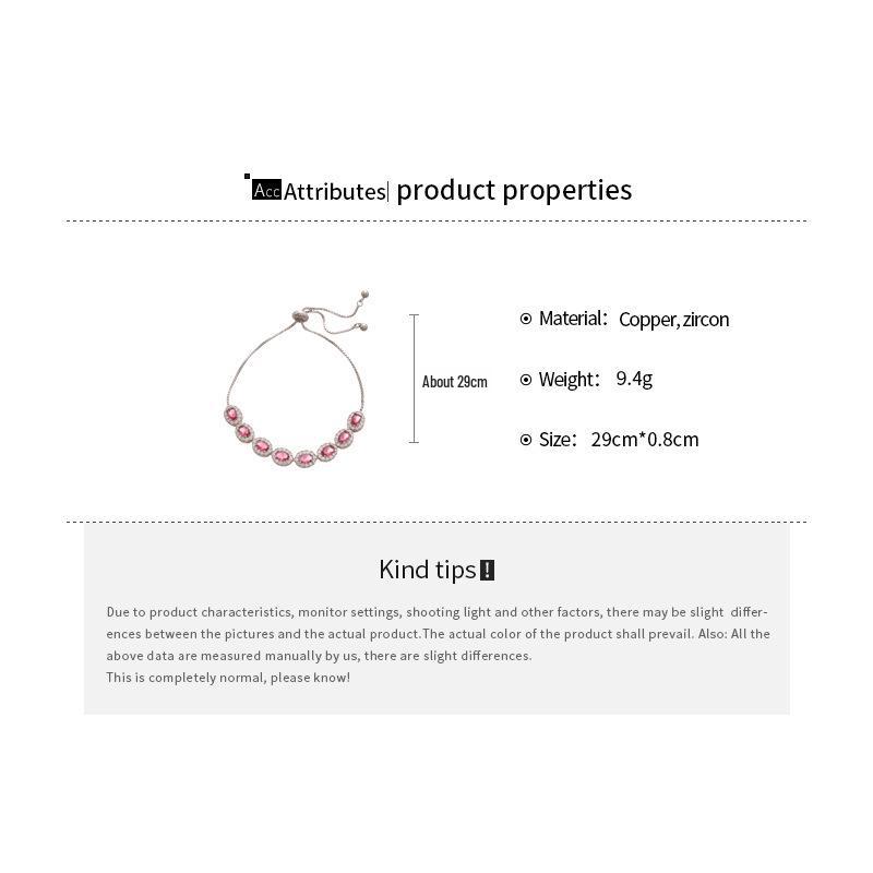 Elegant French Retro Geometric Zircon Oval Bracelet - Luxurious Fashion Jewelry