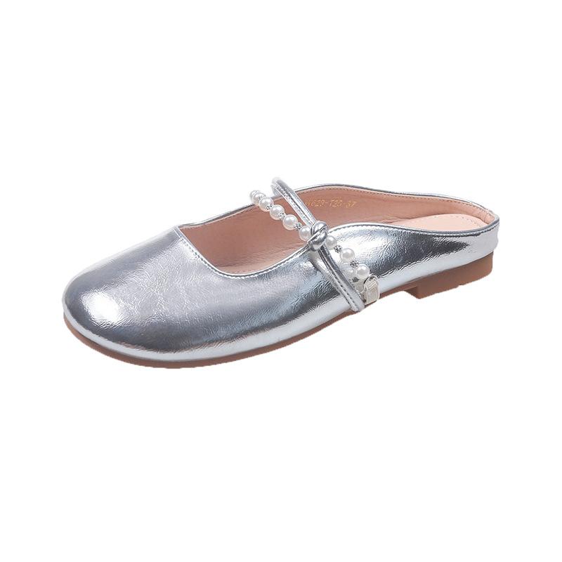 2025 summer new bag head half slippers women's outer wear round head shallow mouth word with lazy shoes casual women's shoes