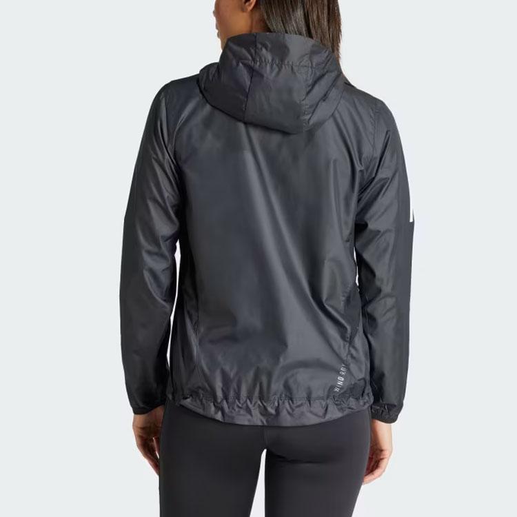 Adidas Reflective Stripe Long Sleeve Hooded Jacket Women Outerwear Black IN1576