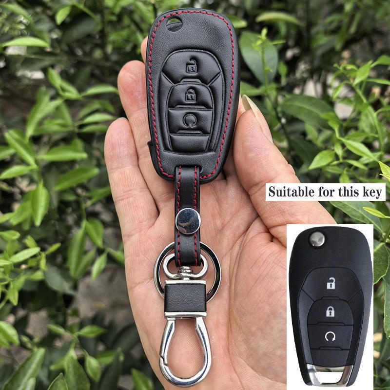

Leather Remote Flip Car Key Case Fob For Chevrolet Cruze Trax Ls Badge Spark Sonic Aveo Tracker Onix Rs Trailblazer Accessories