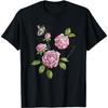 Cute Triangle Roses Vintage Flower and Butterfly T-Shirt
