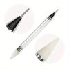 Nail Art White Dual-head Wax Pen With Diamante Embellishment And Rhinestone Picker, Crystal Rhinestone Applicator Tool