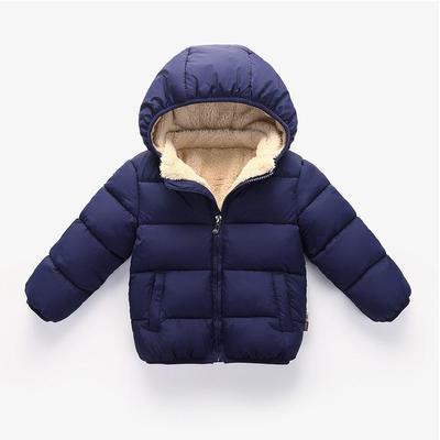 Down Winter Long Children's Sleeve Solid Color Warm Hooded Boy Girl Cotton Coat