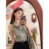 Plus Size Backless Denim Halter Vest Top for Women - Summer Slim Fit