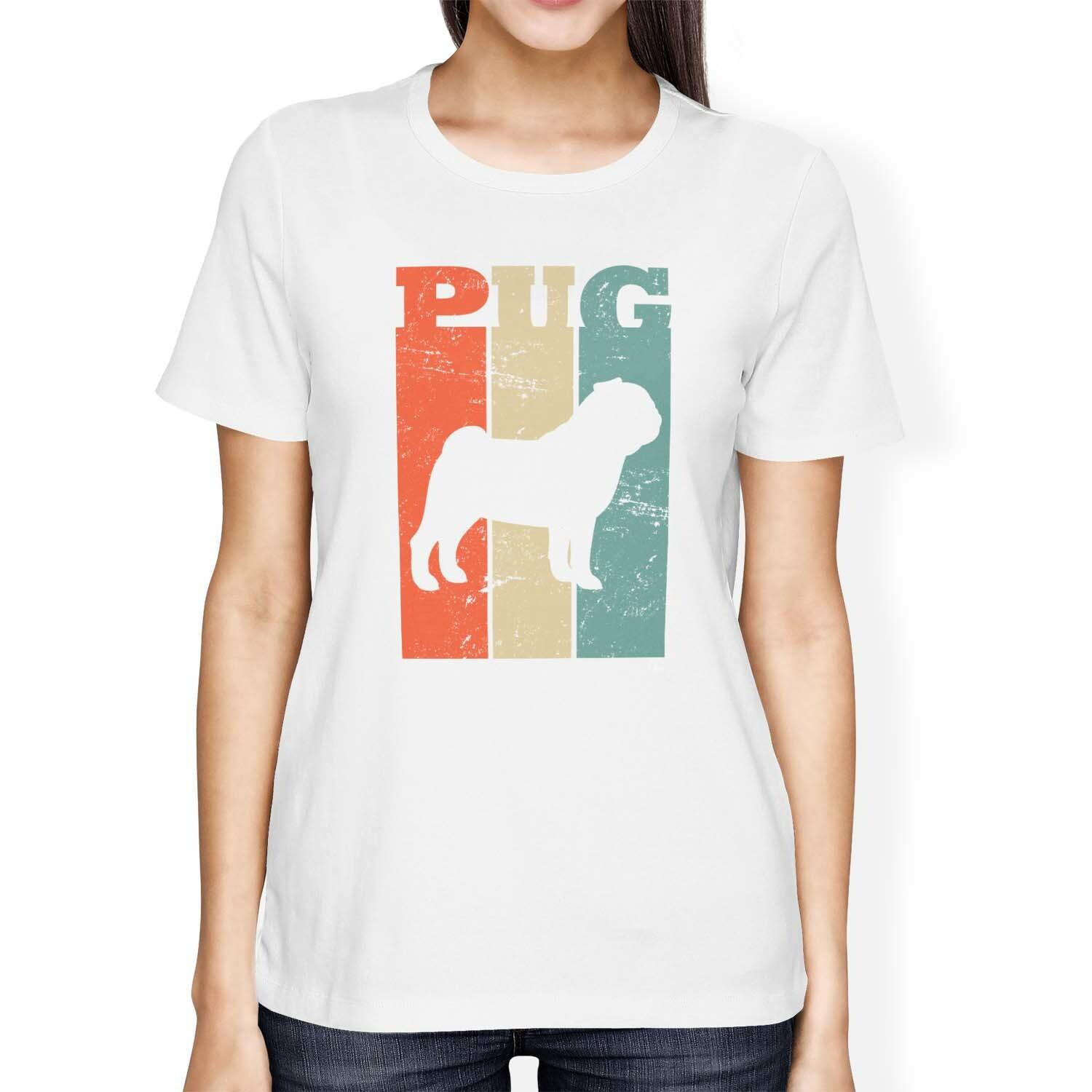 1Tee Womens Loose Fit Pug Dog Breed Colourful Retro T-Shirt M