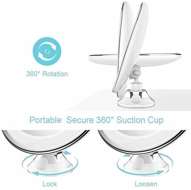 Bathroom Makeup Mirror 10x Mix LED Filling Lightweight Makeup Mirror 360 Degree Rotation With Strong Suction | Bathroom Mirrors
