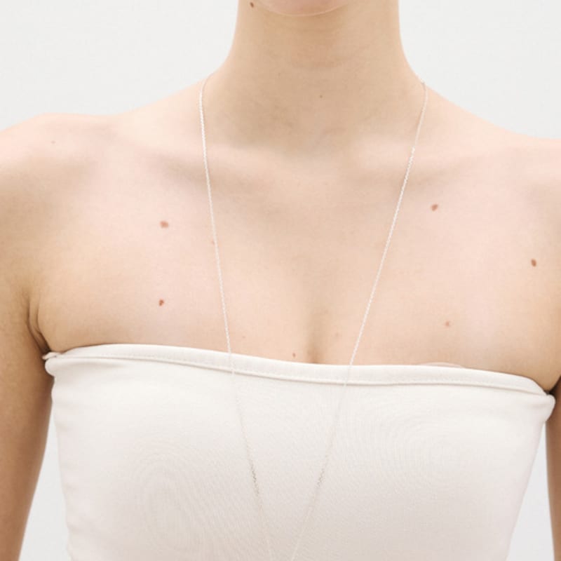 

poery Dual Drop Necklace Silver