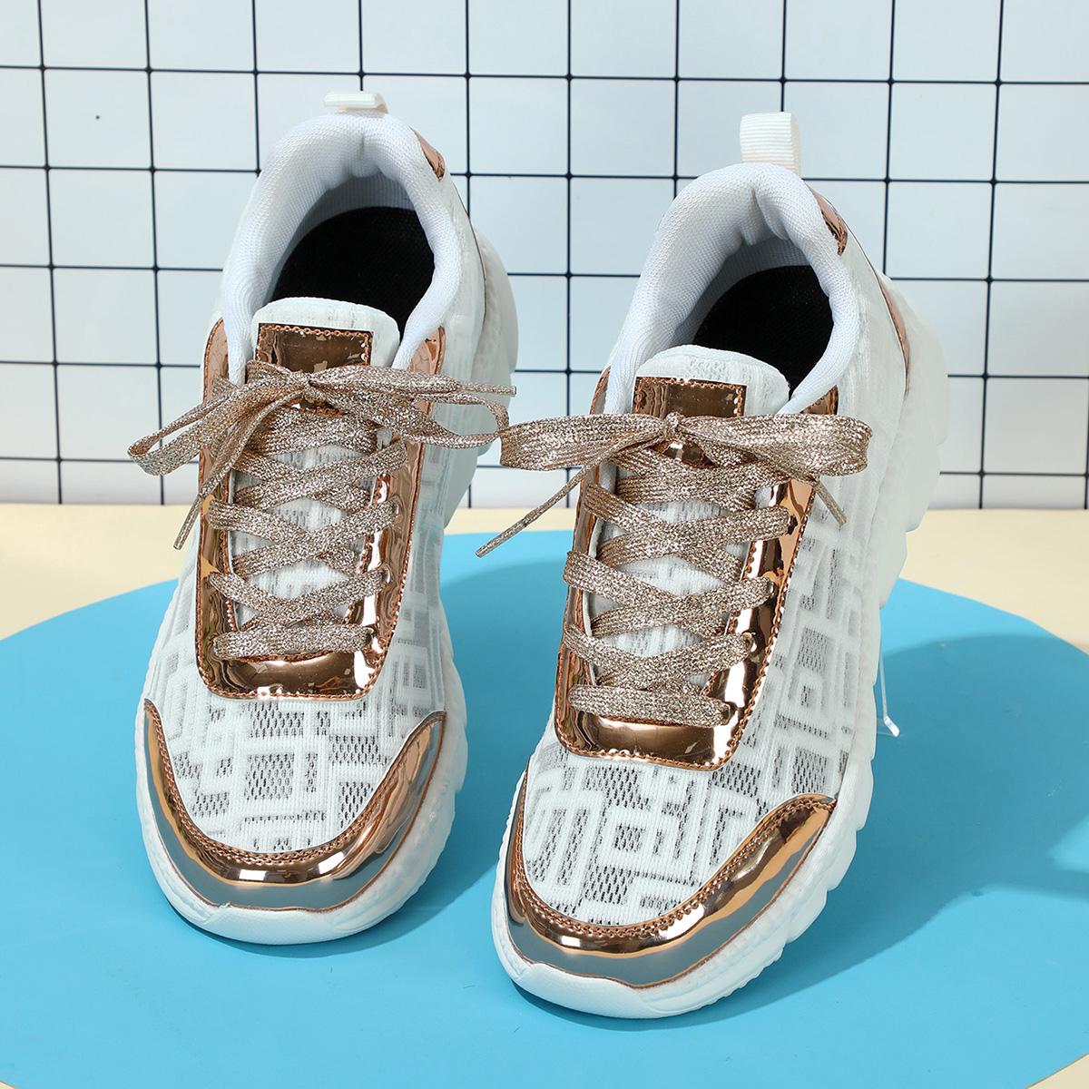

Новая женская обувь, модная дышащая однослойная обувь с мягкой подошвой, повседневная женская обувь, модные удобные кроссовки 36 белого золота