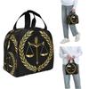 Gold Scales Of Justice Law Logo Insulated Lunch Bag for Women Kids Leakproof Food Boxes Thermal Lunch Box Tote