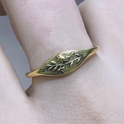 Ladies Ring Copper Pattern Bird Leaf Pattern Simple Niche Design Palace Luxury