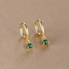 Simple Multicolor Stone Gold Color Matel Small Dangle Earring For Women Sweet Round Pendant Stainless Steel Fashion Jewelry Gift