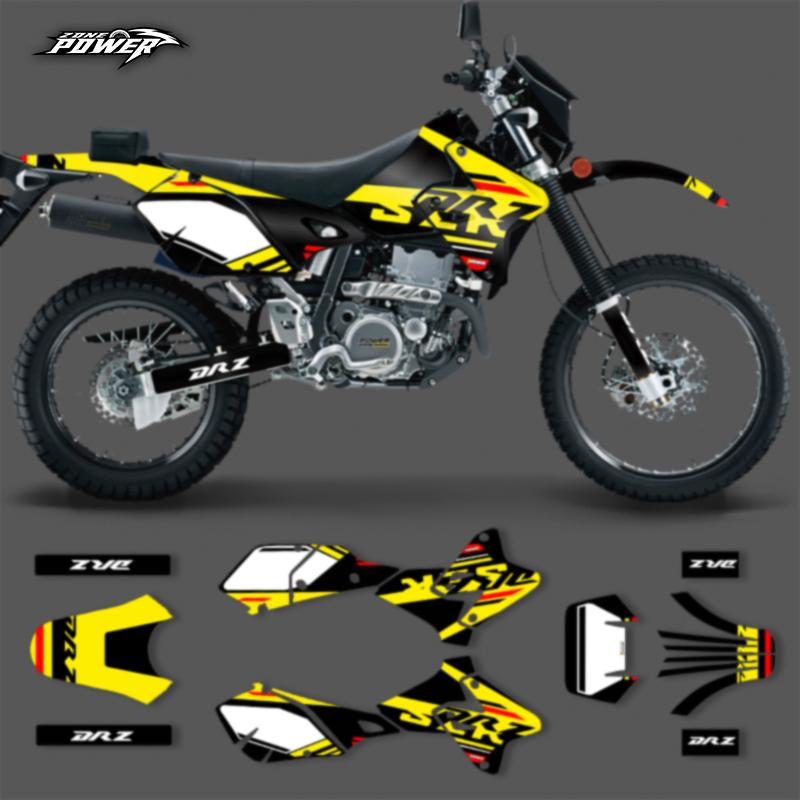 Powerzone Vollgrafik Aufkleber Motorrad Hintergrund Für SUZUKI DRZ400 SM S E DRZ 400 SM S E 1999-2022 Benutzerdefinierte Nummer 04