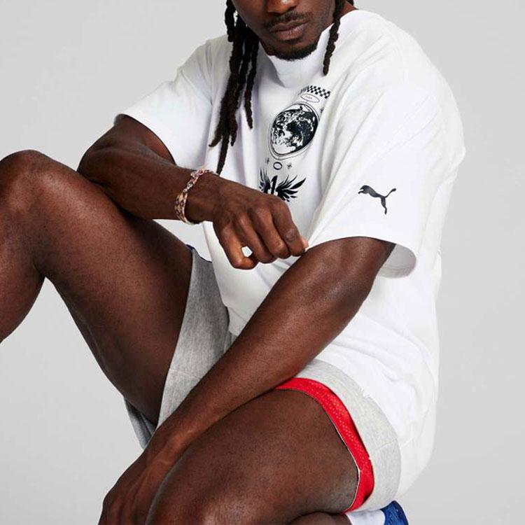 Puma X Melo Boxy Tee 3 Logo Print Crew Neck Short Sleeve T-Shirt Men Tops White 621704-01