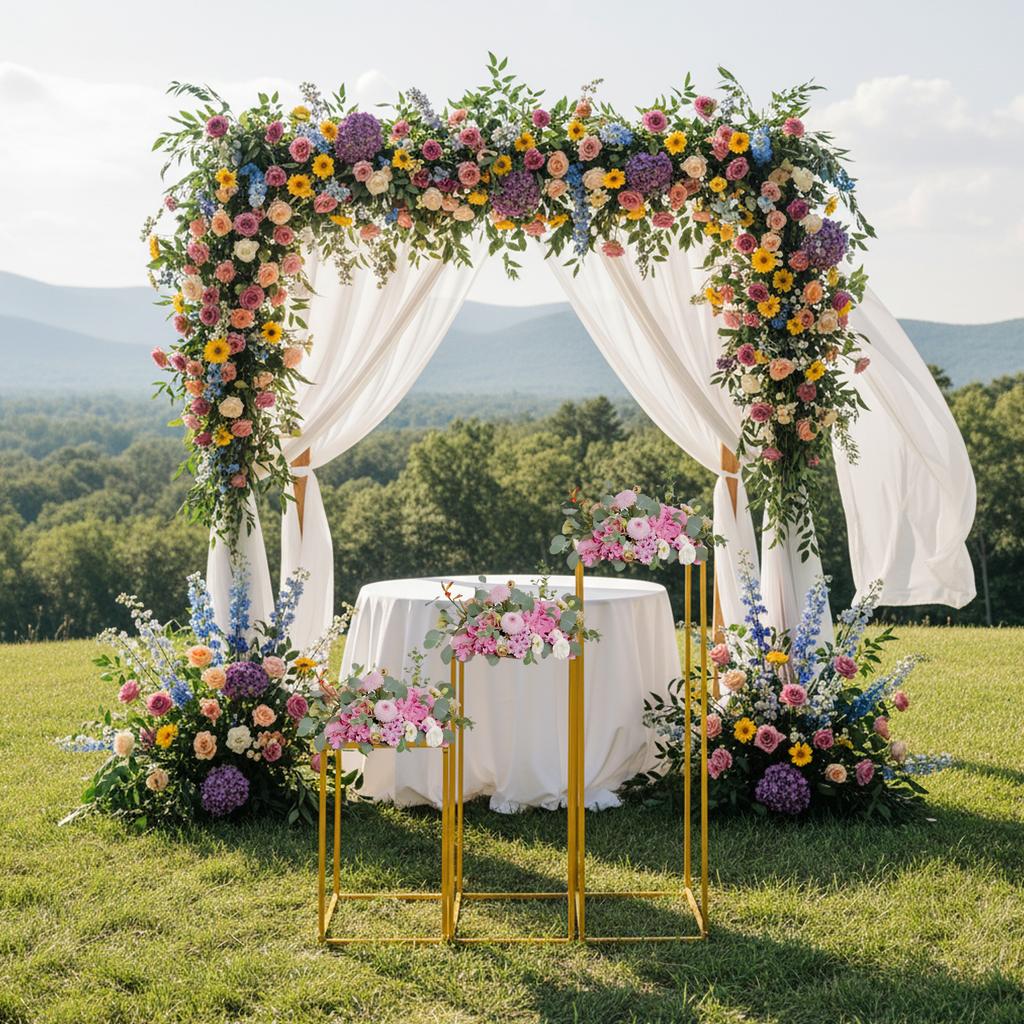 3PCS Geometric Flower Stand, Elegant Metal Wedding Display Box, Tabletop Vase Holder, Party Decor, Versatile Event Centerpiece