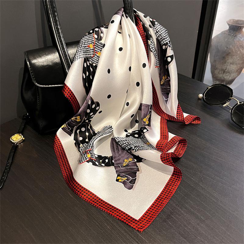 New 100% Real Silk Satin Women Scarf  Flower Printed Foulard Femme Square Head Scarfs Bandana Shawl For Lady Hijab