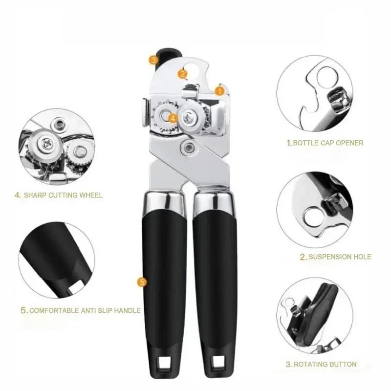 Stainless Steel Can Opener Multifunctional Grip Can Opener Side Cut Can Opener Kitchen Gadgets Bottle Openers Beer Jar Tools Bar