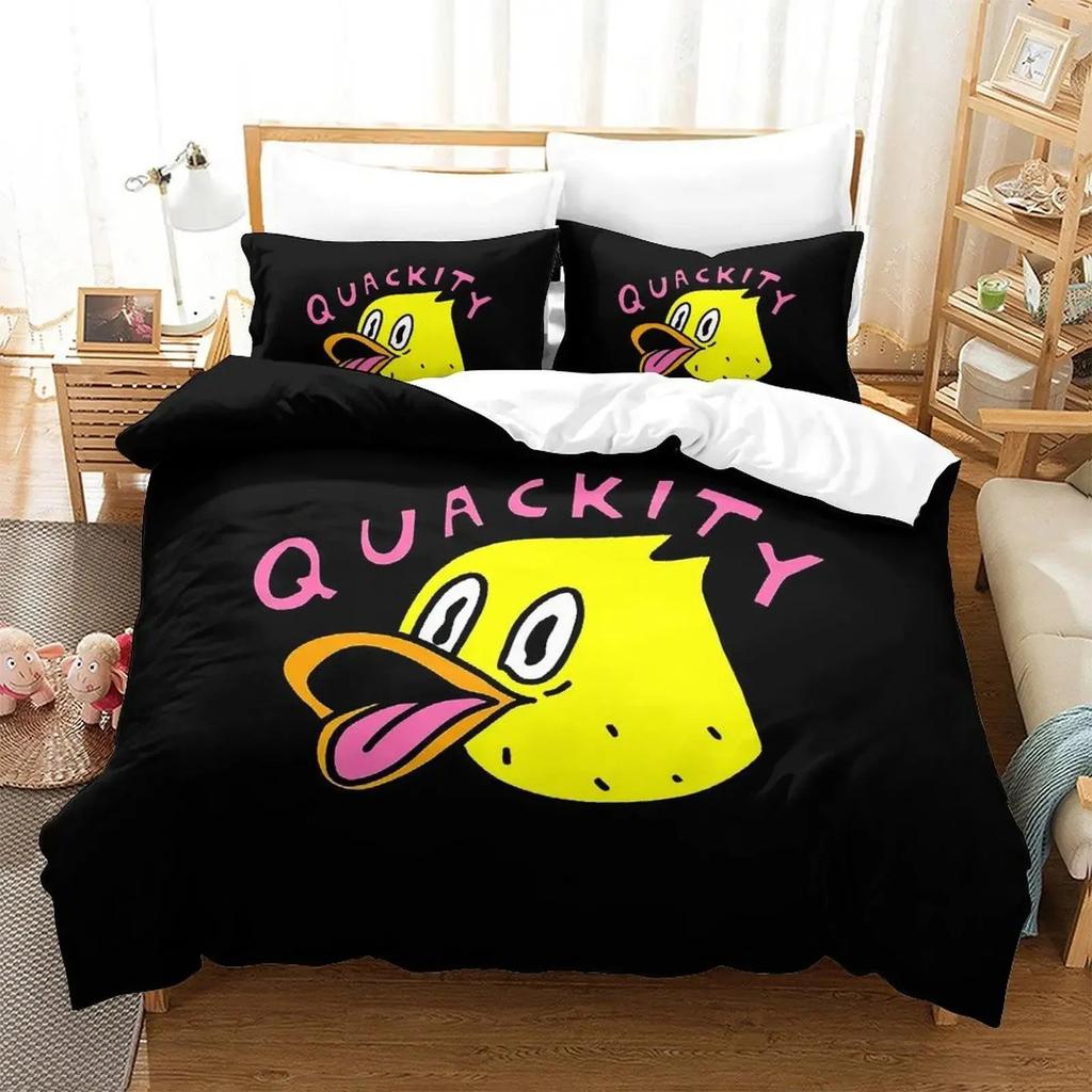 Anime Quackity Duck Bedding Set Boys Girls Twin Queen Size Duvet Cover Pillowcase Bed Kids Adult Fashion Home Textileextile
