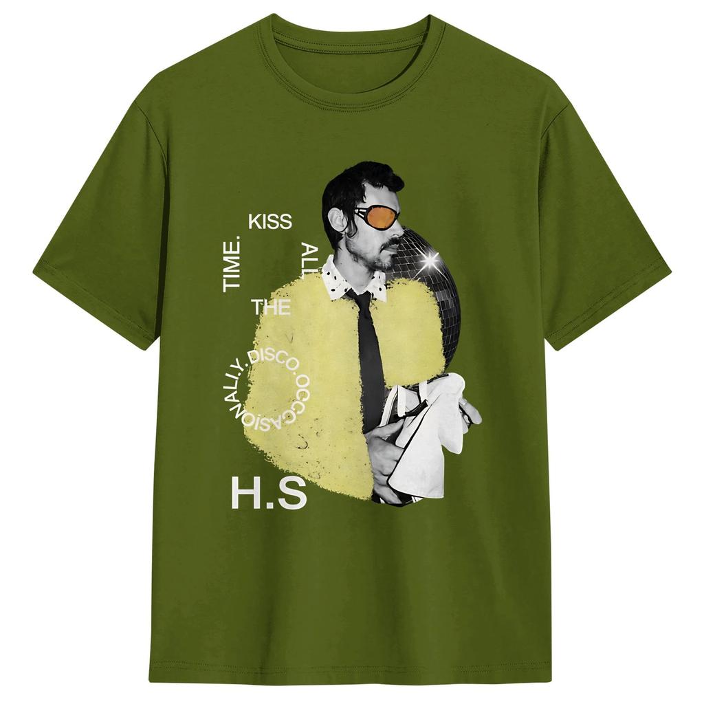 Harry Style Kiss All The Time Disco Occasionally Disco Ball Tour TShirt Summer Cotton T Shirts For Adult Novelty Loose Tshirt