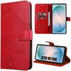 Foldable Case - BOOLING - for Samsung Galaxy S26 Ultra - Synthetic Leather Butterfly Pattern - Red