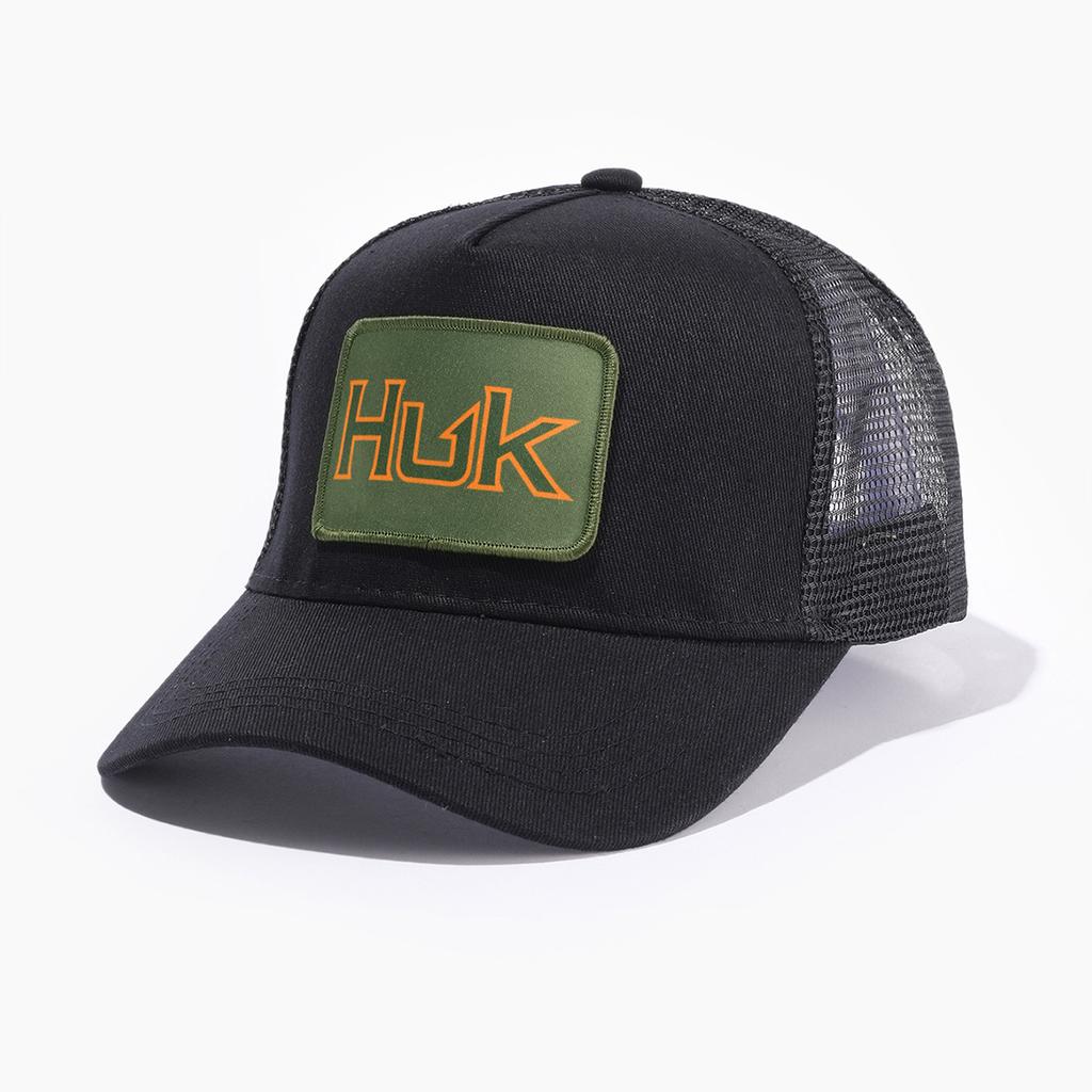 Trendy Brand Patch Embroidered LettersHUKFashionable Simple Mesh Baseball Cap for Men and Women Outdoor Sports Sun Hat