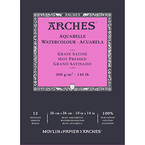 

Arches Watercolor Paper Pad, 300g, Extra Fine, 26x36cm, 12 Sheets (1795098), Natural White