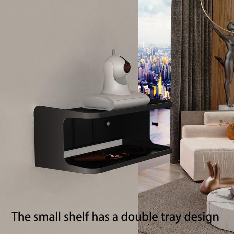 Space Saving 2 tiers Bedside Organizers Wall Mount Shelf For Smartphones Glasses Toiletries ABS Construction Multipurpose Use