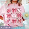 Cute Nurse Valentine Coquette Bow T Shirt Valetine Nursing Life School For Vintage Washed Stretched Slightly Designer Clothes