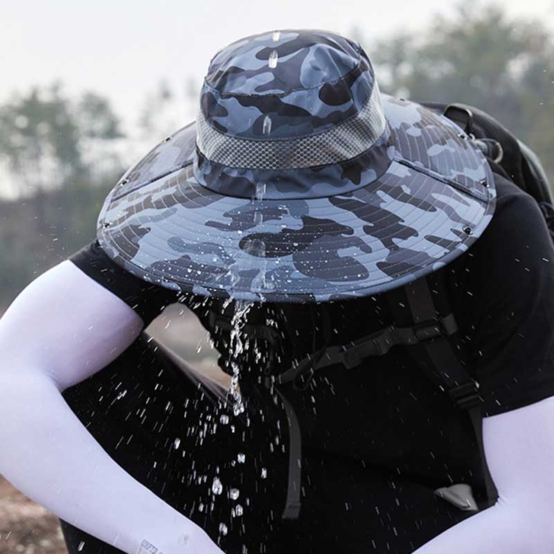 Outdoor Activity Camouflage Bucket Hat with Removable Shawl Unisex Summer Large Brim Sun Hat Water Resistant Quick-Drying Hiking Fishing Hat