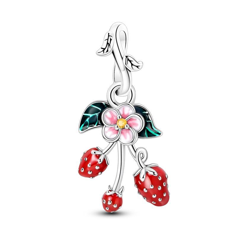 Copper Clover Charms Bead Kiwi Fruit Strawberry Cherry Honey Peach Lemon Pendants Fit Original Bracelet Diy Jewelry