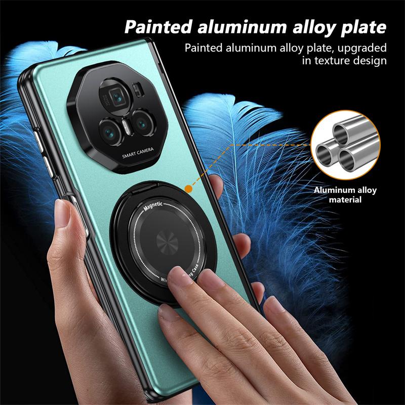 Matte Solid Color Phone Case for Honor Magic V3 v3 Hard Shell Protection Shockproof Film Protector with Holder Cover