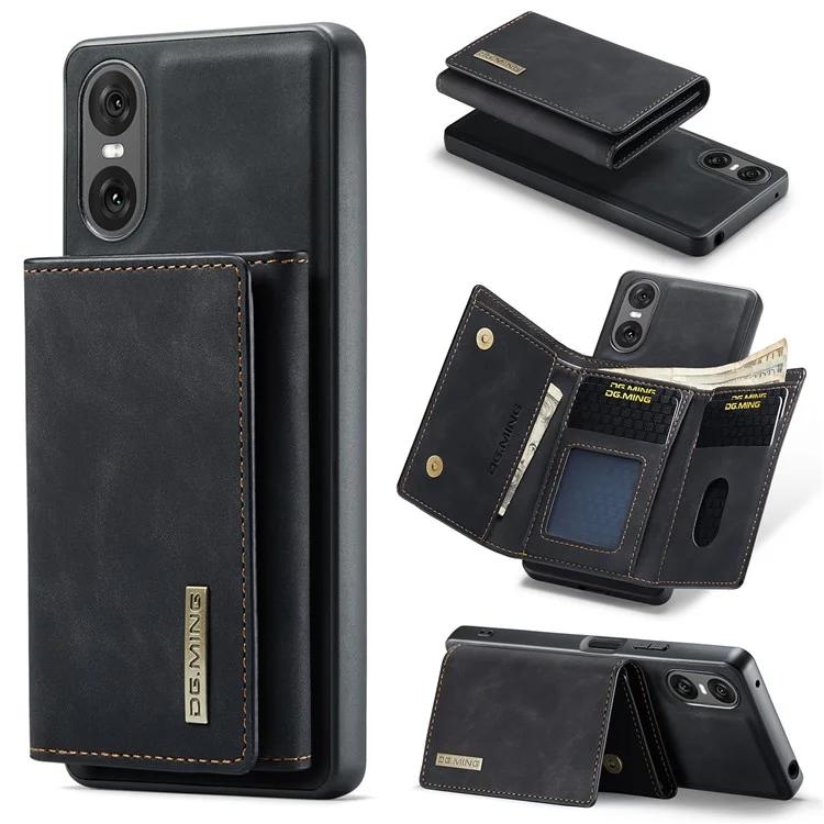 

DG.MING M1 Series for Sony Xperia 10 VI Kickstand Case PU Back Phone Cover with Detachable Wallet - Black