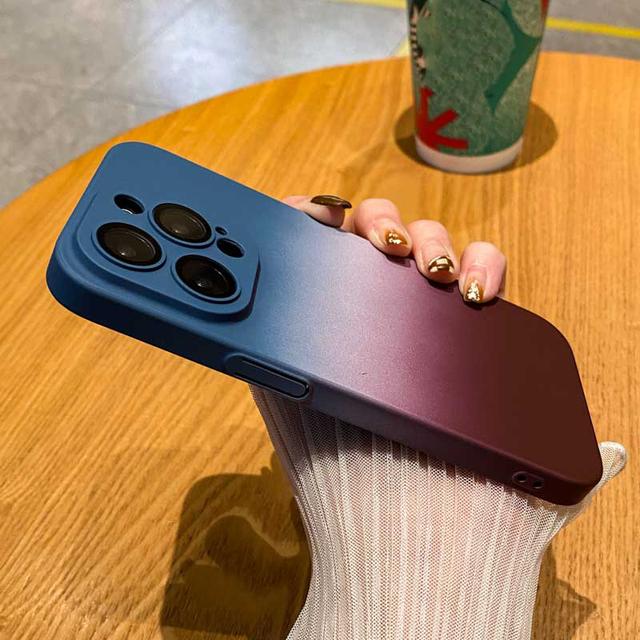 Rainbow Gradient Lens Protection Phone Case For Iphone 14 Pro Max 13 12 11 Pro Max 14 Plus Slim Matte Pc Shockproof Back Cover