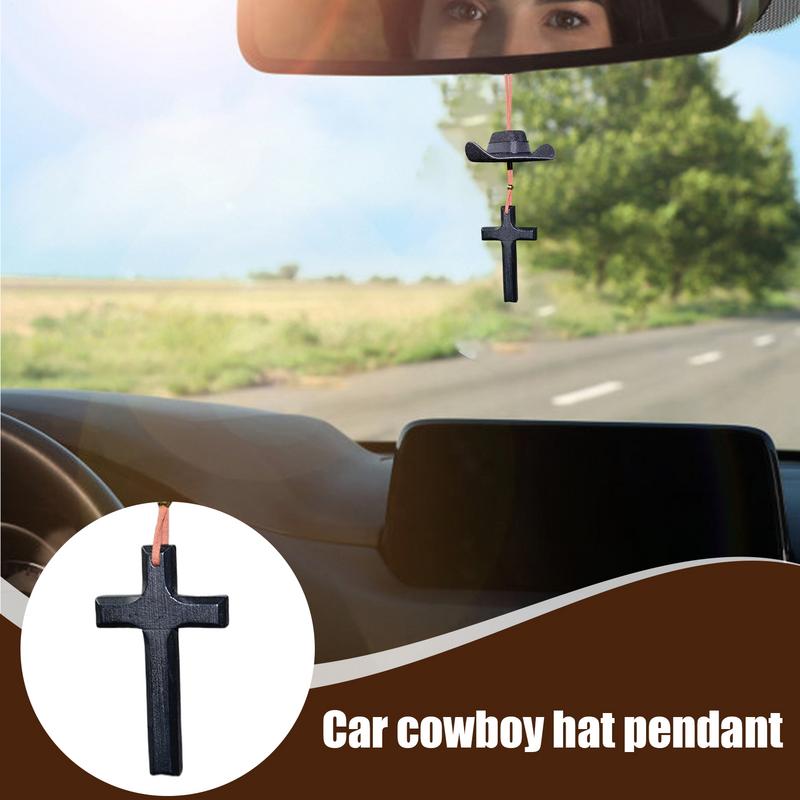 Western Car Decor Western Cowboy Hat Charm Car Decorations Rear View Mirror Accessories Cute Decor Western Oxford Cloth Ornament