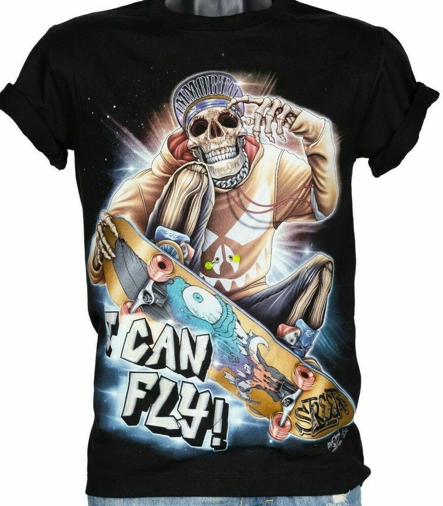 

Футболка унисекс с 3D Rock Chang Original Swag Skull Skater Punk, светящаяся в темноте S